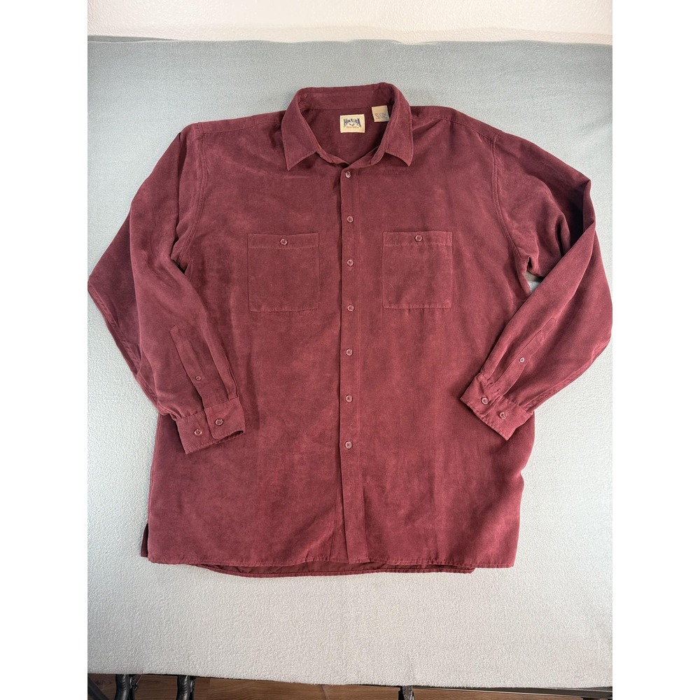 Himalaya Outfitters Shirt Mens 2XLT Red Microfiber Long‎ Sleeve Button Up Casual